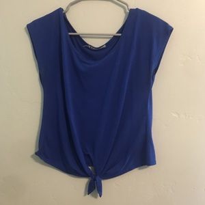 Blue crop top.